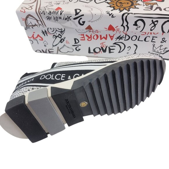 Dolce & Gabbana Sparkling Silver Rhinestone Slip On Sneakers 40 (US 10) w/ Box - Picture 10 of 14